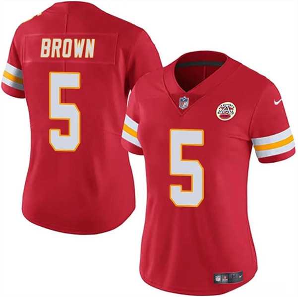 Women%27s Kansas City Chiefs #5 Hollywood Brown Red Vapor Untouchable Limited Stitched Jersey Dzhi